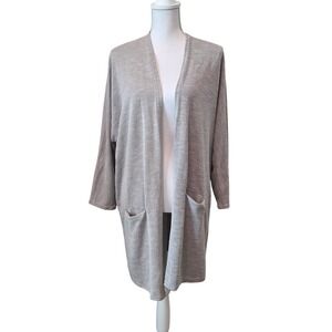 NWT DONNI Waffle Knit Open Cardigan OSFA Neutral Minimalist Loungewear Duster